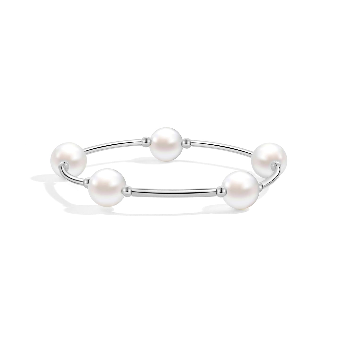 Elegance 11 designs Silver Blessing Bracelet 10mm Crystal White Pearl Bracelet Dainty Thin Tube For Women Simple Bridal Gifts For Friends And Loved