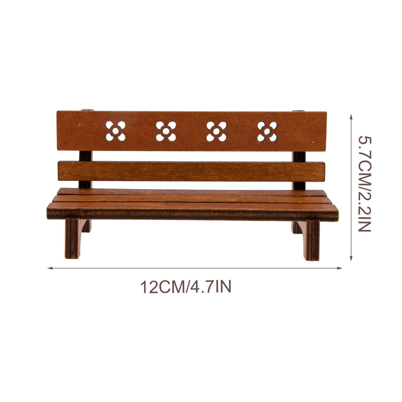 Hemoton Miniature Garden Bench 4.72 Inch Rustic Wooden Dollhouse Outdoor Furniture Micro Landscape Decor for Mini House Accessories