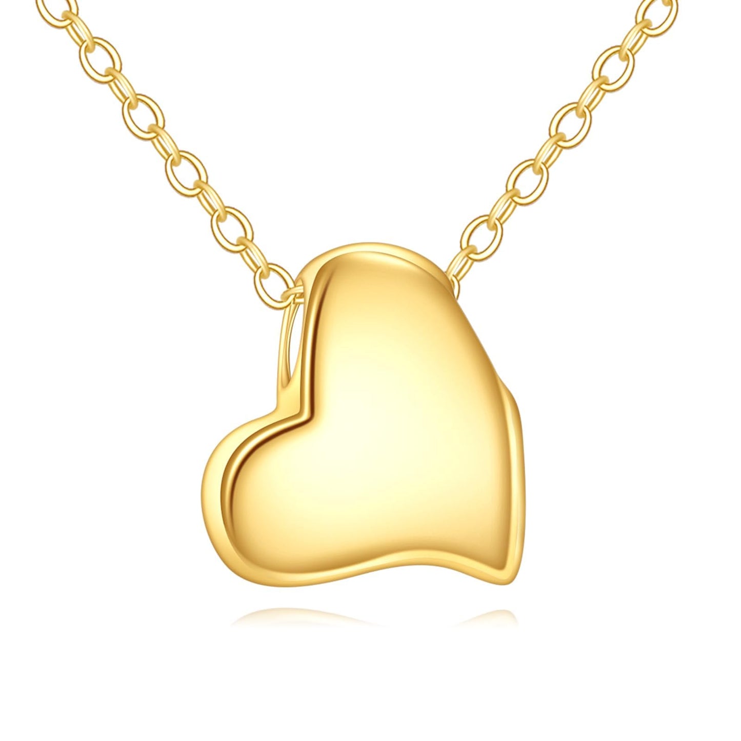 DOVRAN 10K 14K 18K Solid Yellow Gold Heart Love Personalized Necklace for Women Real Gold Heart Pendant Minimalist Jewelry Birthday Customized Gifts for Wife Mom