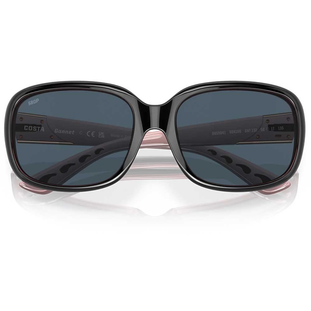 Costa Woman Sunglasses Shiny Black/Hibiscus Frame, Gray Lenses, 58MM