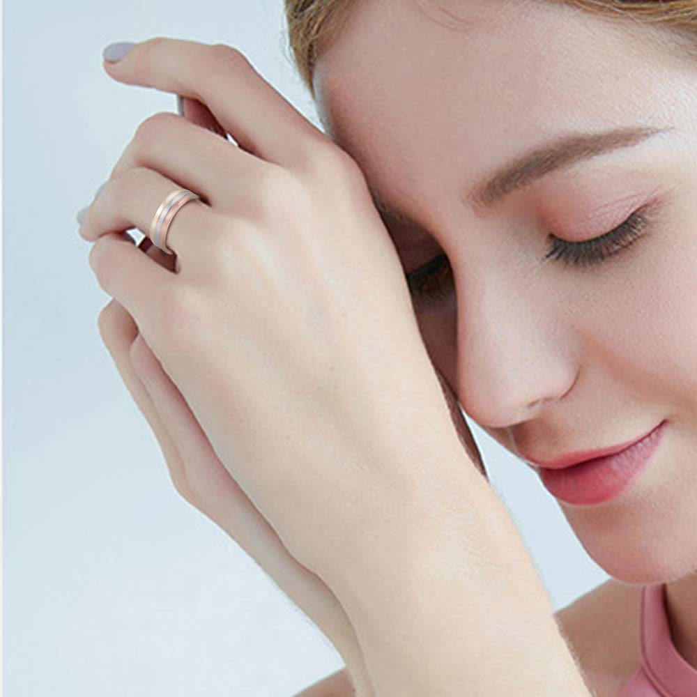 EnerMagiX Copper Rings for Women, 99.9% Pure Copper Magnetic Ring, Women's Jewelry Gifts(Tricolor Gold)