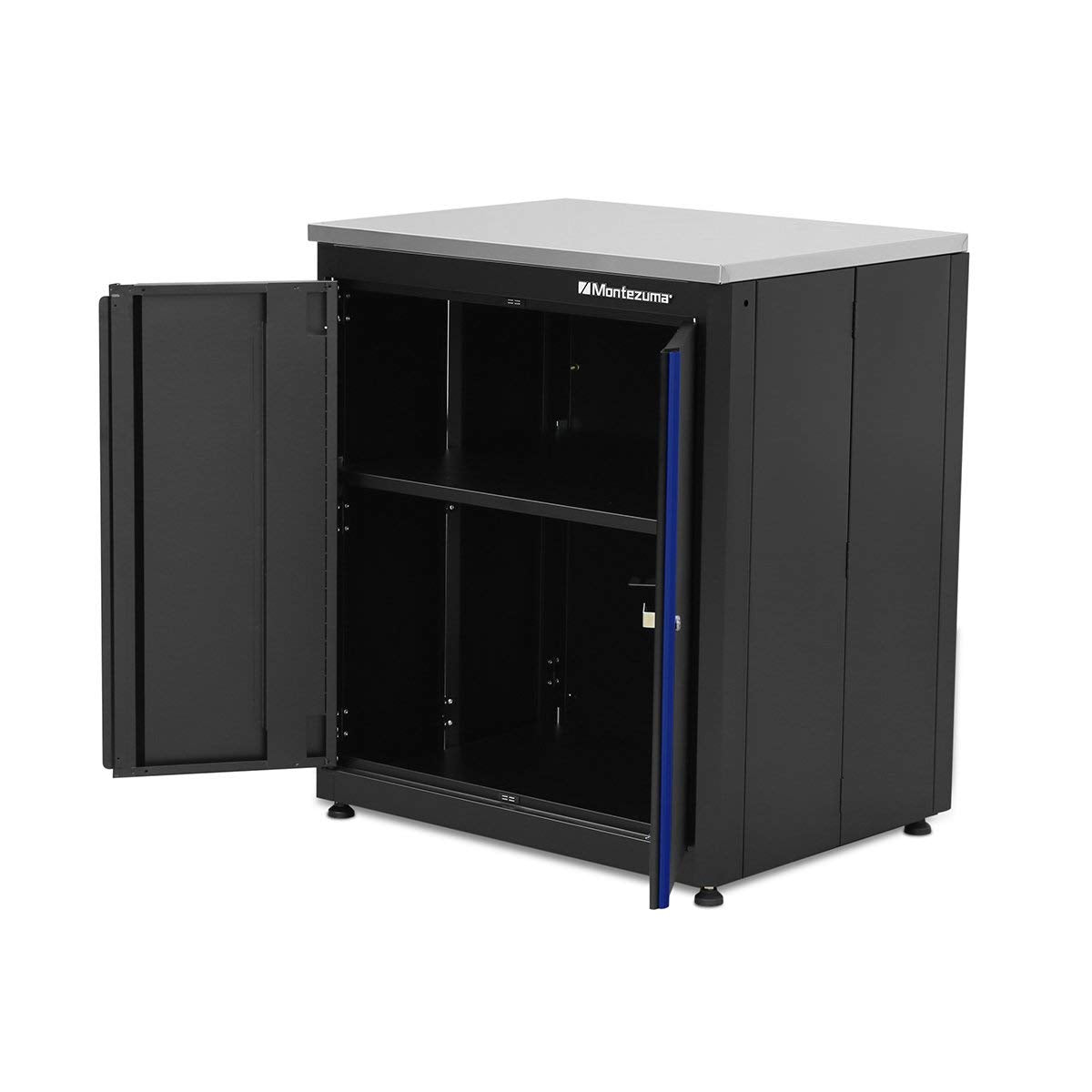 Montezuma Garage Tool Storage System - 2Piece Combo Workbench with Locking Cabinet & Stainless Steel Worktop - EC-EH