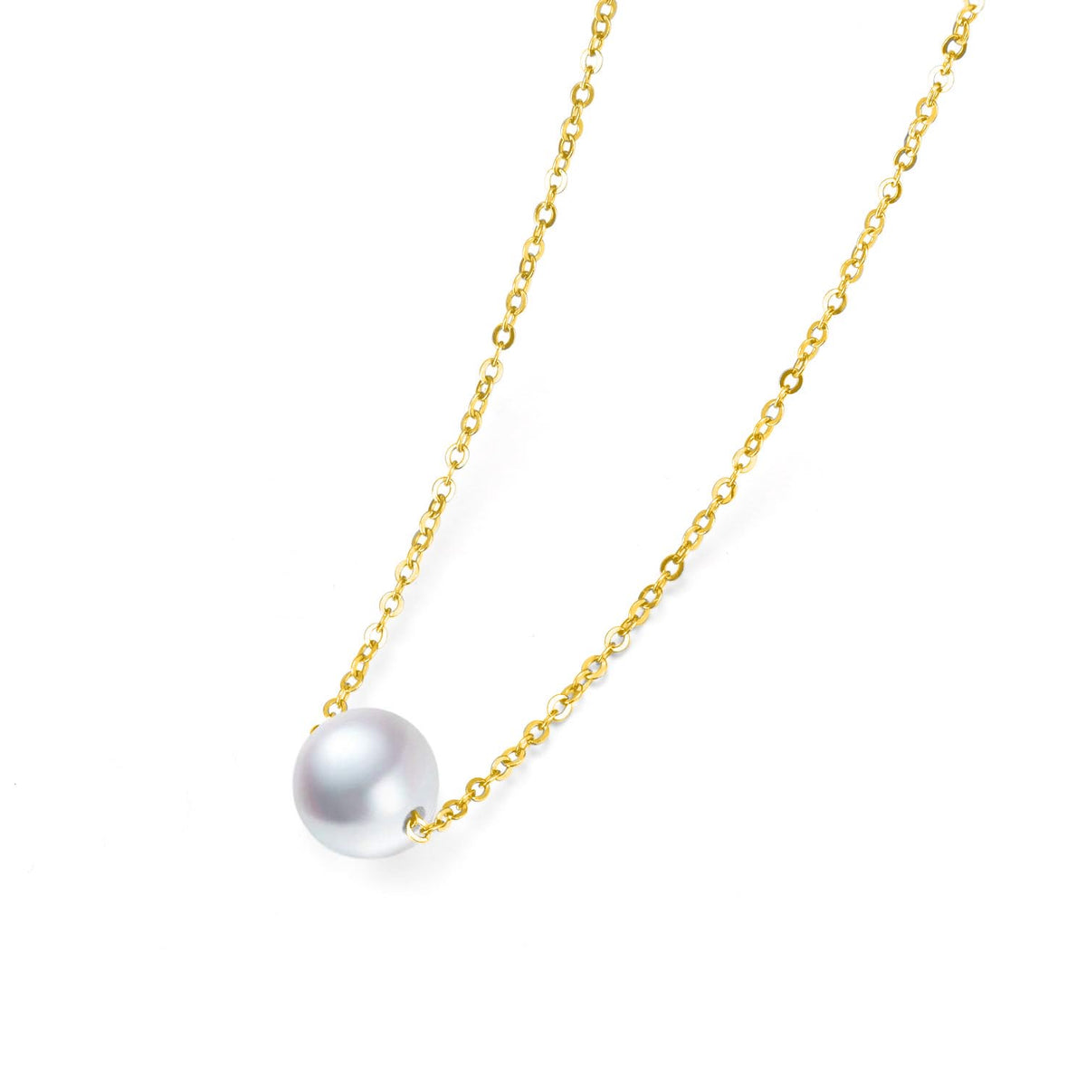 Single Pearl Choker Sterling Silver Necklace for Women 7-8mm Freshwater Cultured Pearls Wedding Bridesmaids Anniversary 16''