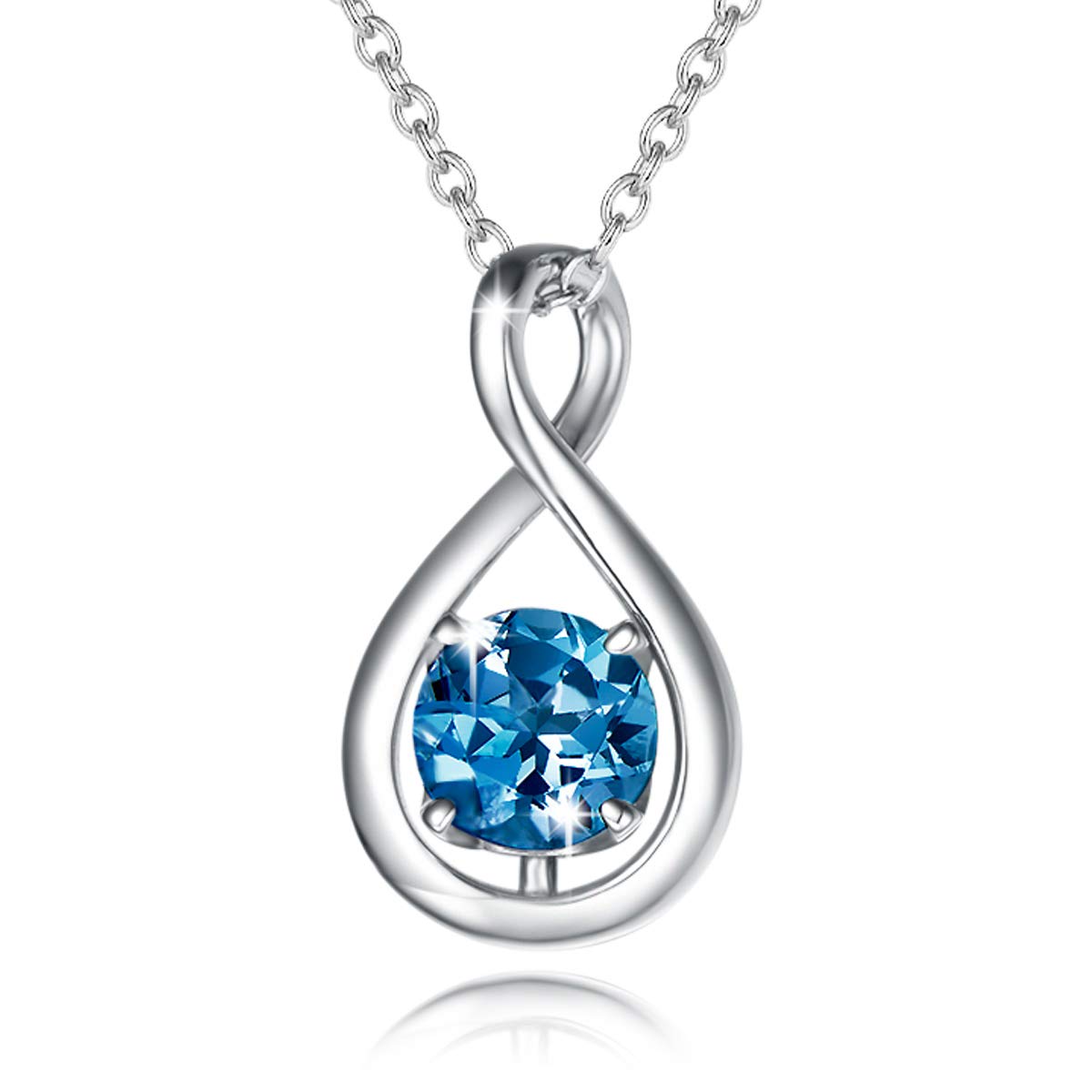FANCIME London Blue Topaz Necklace November December Birthstone Necklace for Women Sterling Silver Infinity Pendant Fine Jewelry Birthday Anniversary Graduation Mothers Day Gifts for Mom Her