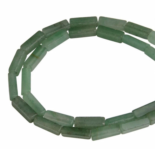4x13mm Natural Stone Green Aventurine Rectangular Column Tube Cylinder Spacer Loose Beads Gemstone for DIY Bracelets Necklace Jewelry Making Strand 15 Inch (28-30pcs)