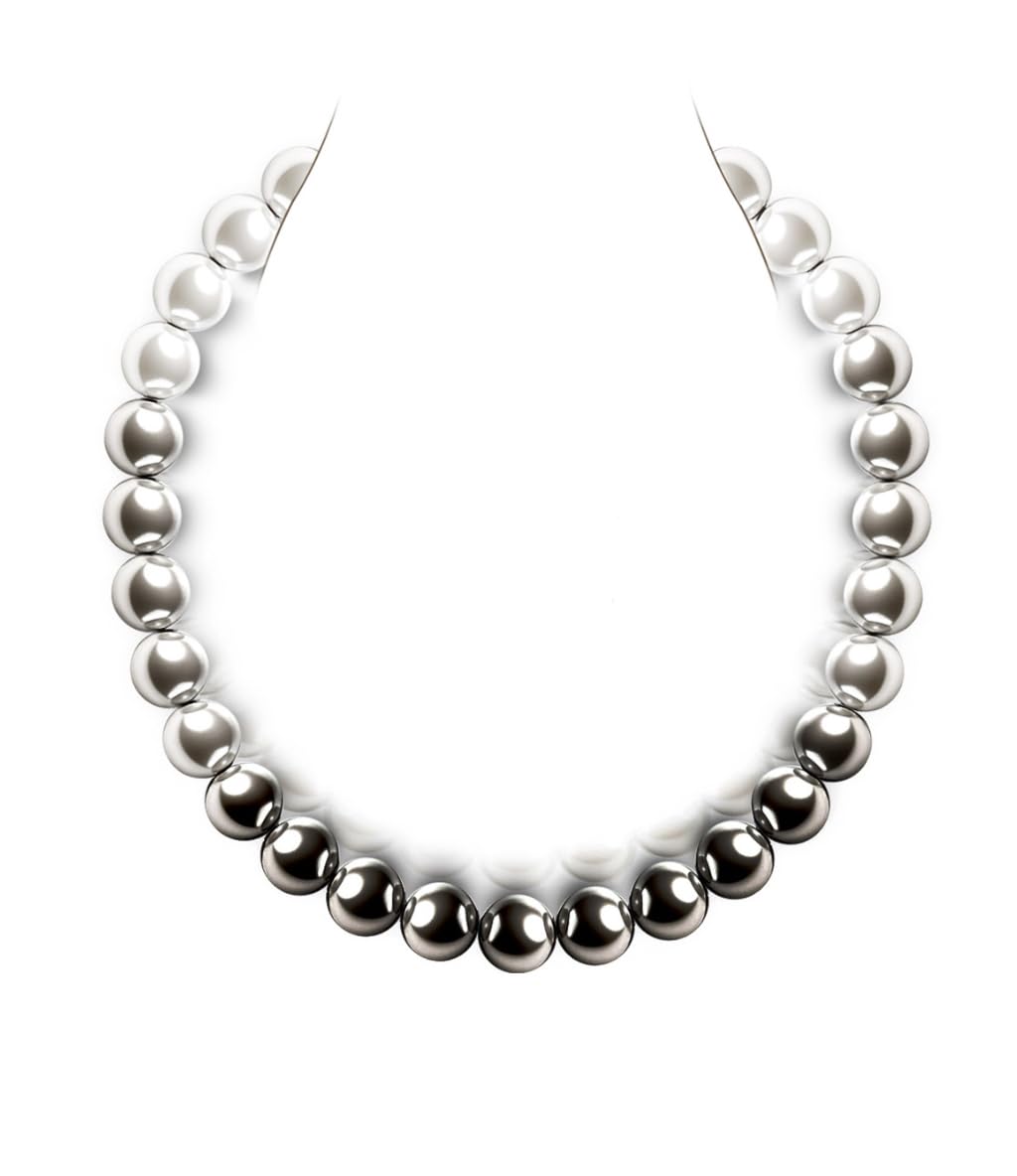 Raneecoco HYPER LUSTER Sterling Silver 8mm Round Ombre Gray Simulated Pearl Necklace for Women | Dainty 18 inch Pearl Choker Necklace | Gift Ready for Wedding