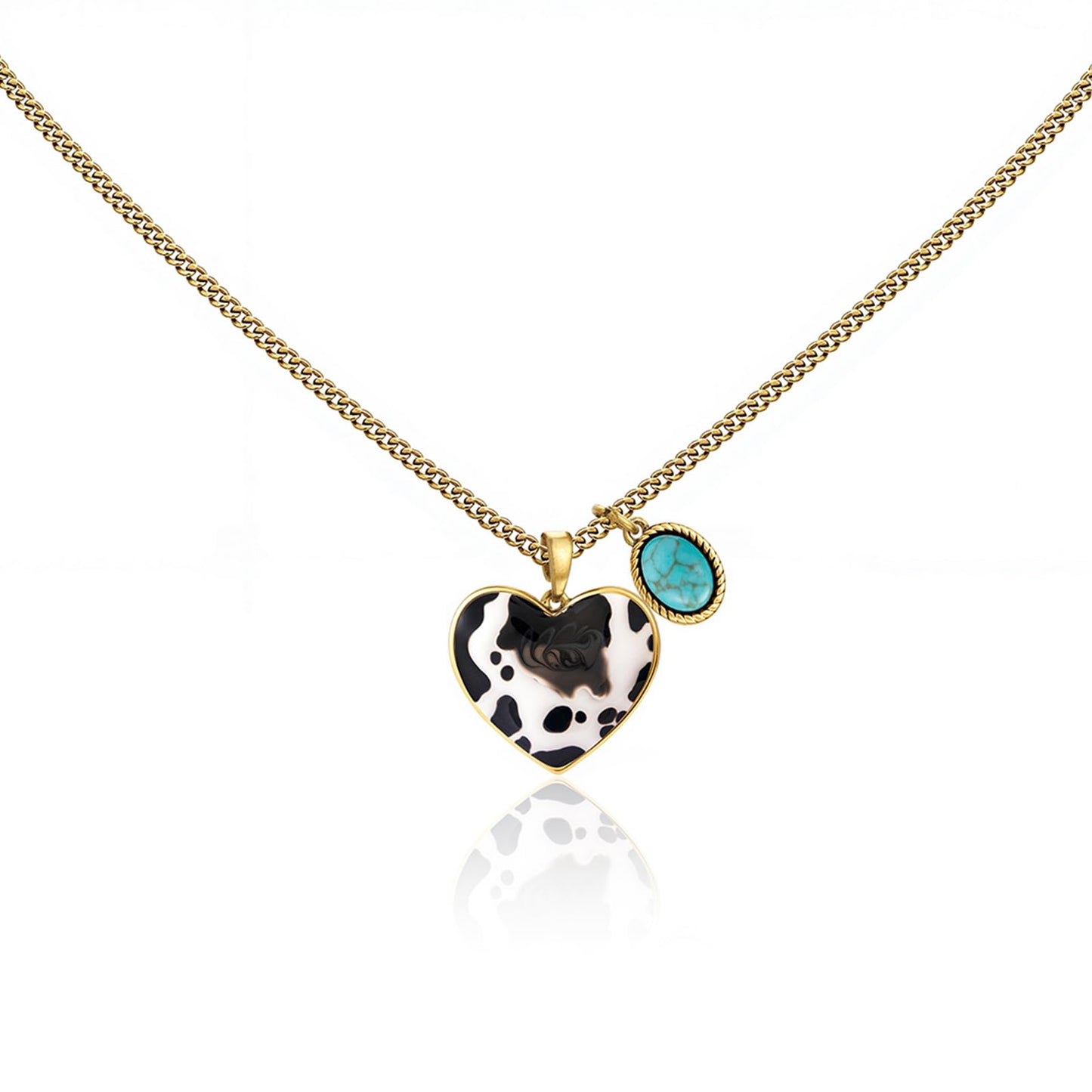 Montana West x Wrangler Western Pendant Necklace for Women 14k Gold Silver Heart Statement Turquoise Cowgirl Vintage Trendy Fashion Jewelry WNS-1129G-TQ