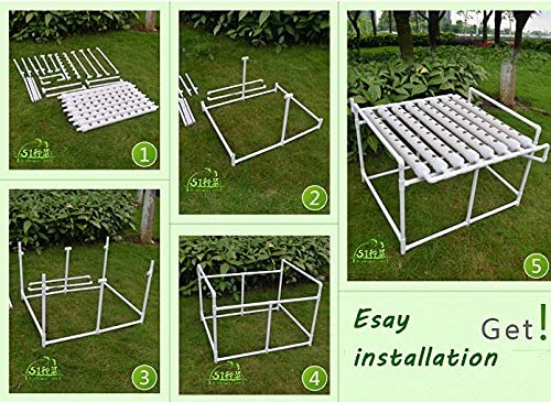 INTBUYING Hydroponics Growing System 72 Holes 8 Pipes 1 Layer Plant Site Grow Kit Hydroponic Gardening System with 110V Water Pump, Nest Basket, Sponge for Leafy Vegetables
