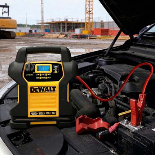 DEWALT DXAEJ14 Digital Portable Power Station Jump Starter - 1600 Peak Amps with 120 PSI Compressor for Tires, Sports Equipment & Bikes, 15W USB-A and 25W USB-C Power