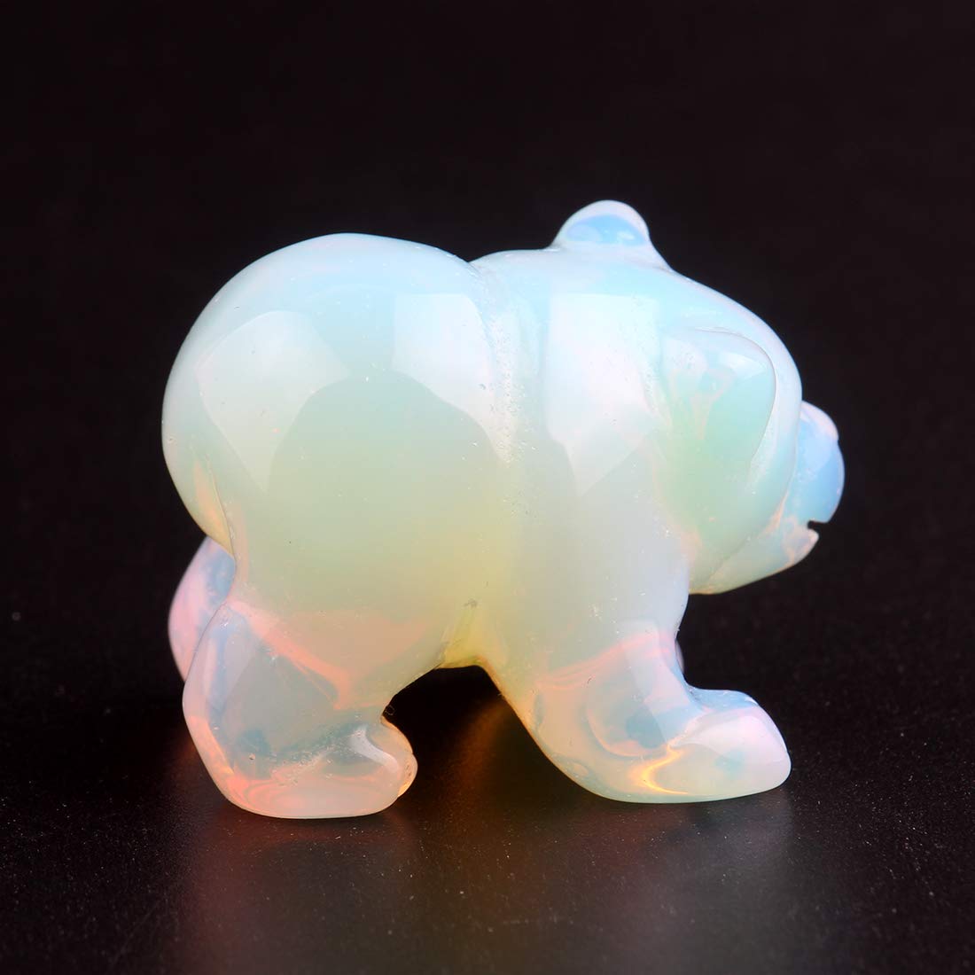 Natural 1.5inches Opalite Opal Bear Beads Semi Stone Carved Statue Chakra Healing Reiki Crafts (Opalite)