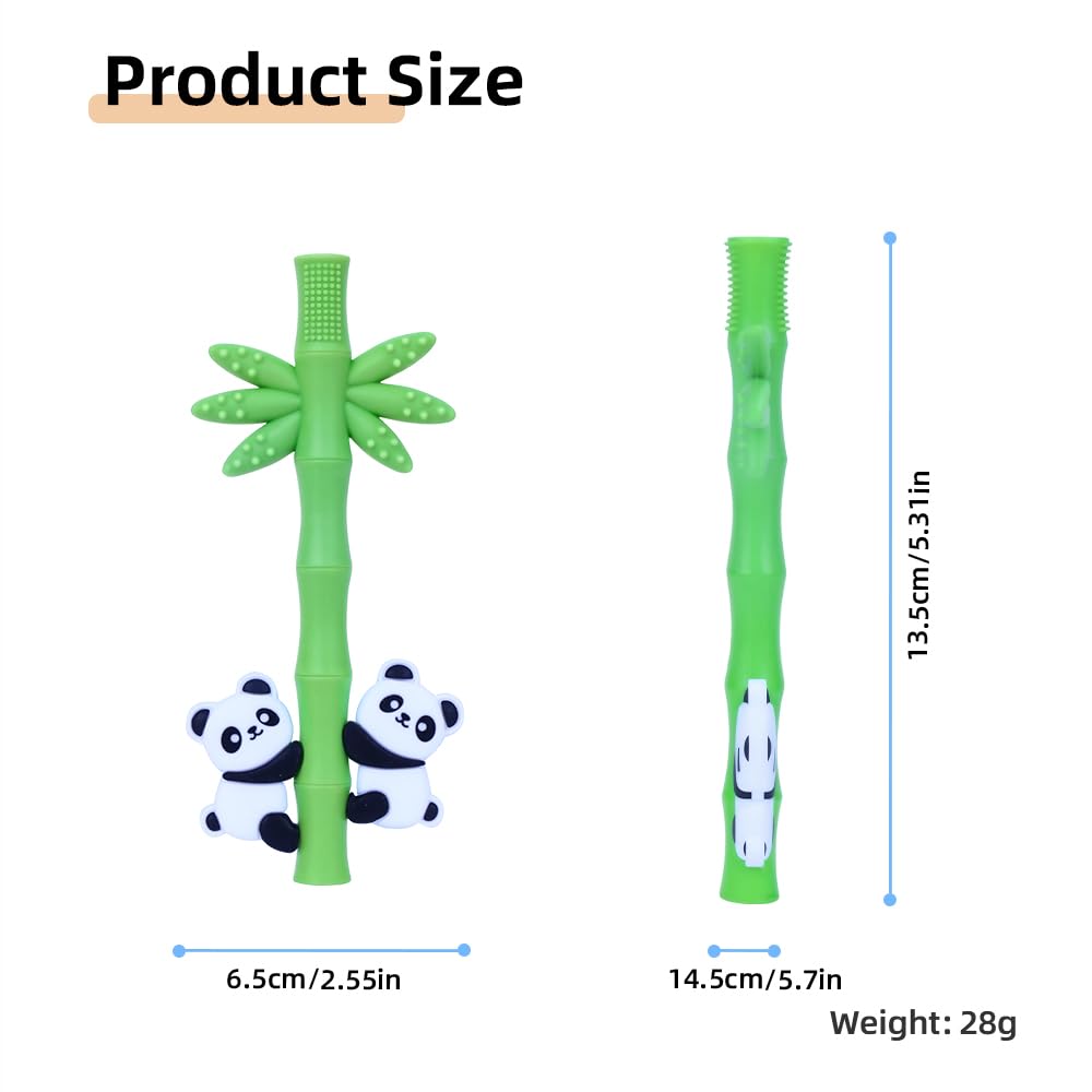 Baby Teether Toy Panda Shape Silicone Teething Toys for Babies 0-24 Months, Chew Toys for Infants Teething Relief, Hollow Tube Toothbrush Head for Gum Massage and Self-Brushing Training, Easy to Grip