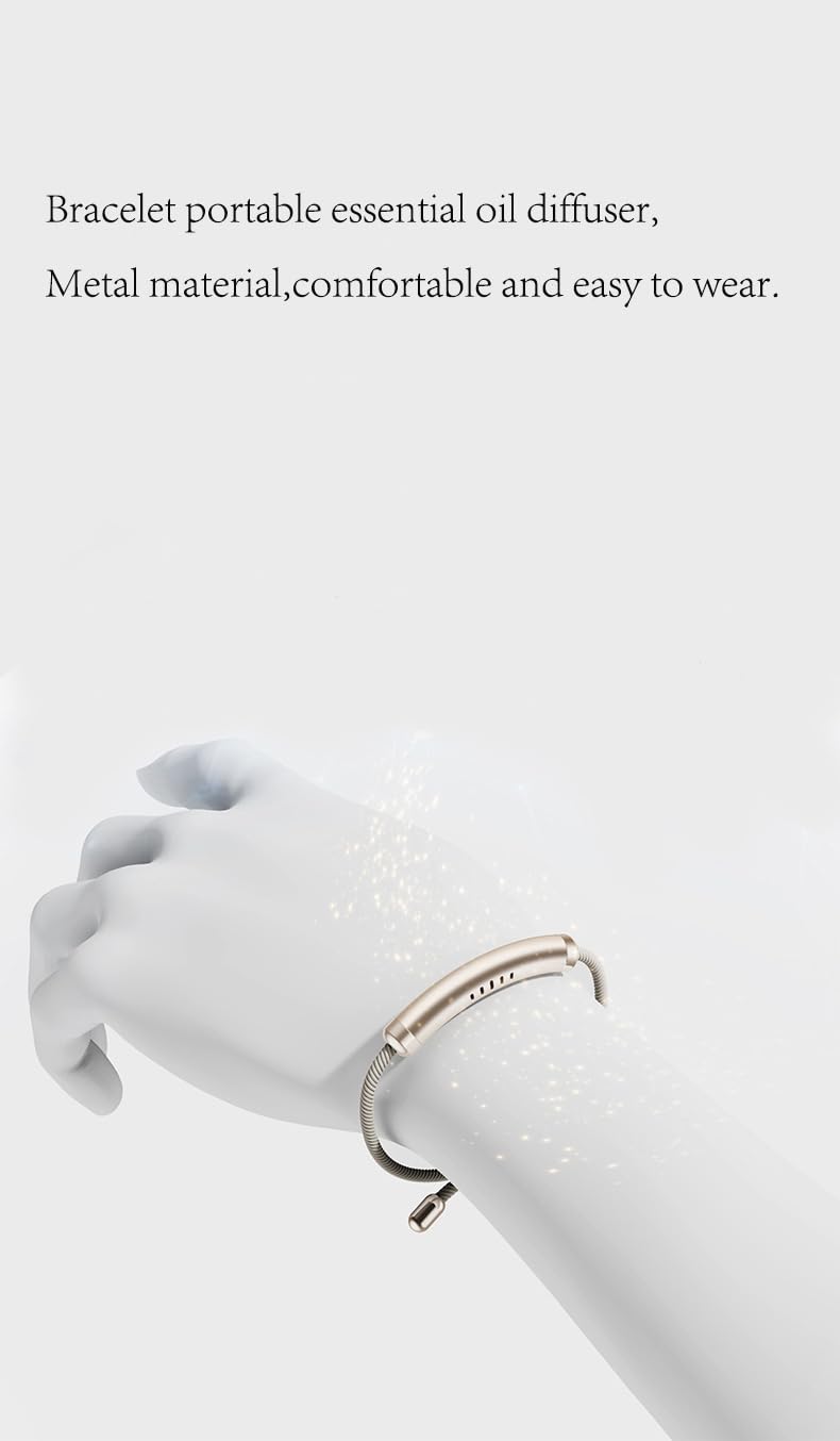 YOLAXGA Essential Oil Diffuser Bracelet,Aromatherapy Zinc Alloy Locket with Canvas Weaving Adjustable Wristband Perfume Bracelet,Aroma therapy,holistic gifts for womens Mens valentines.Champagne.