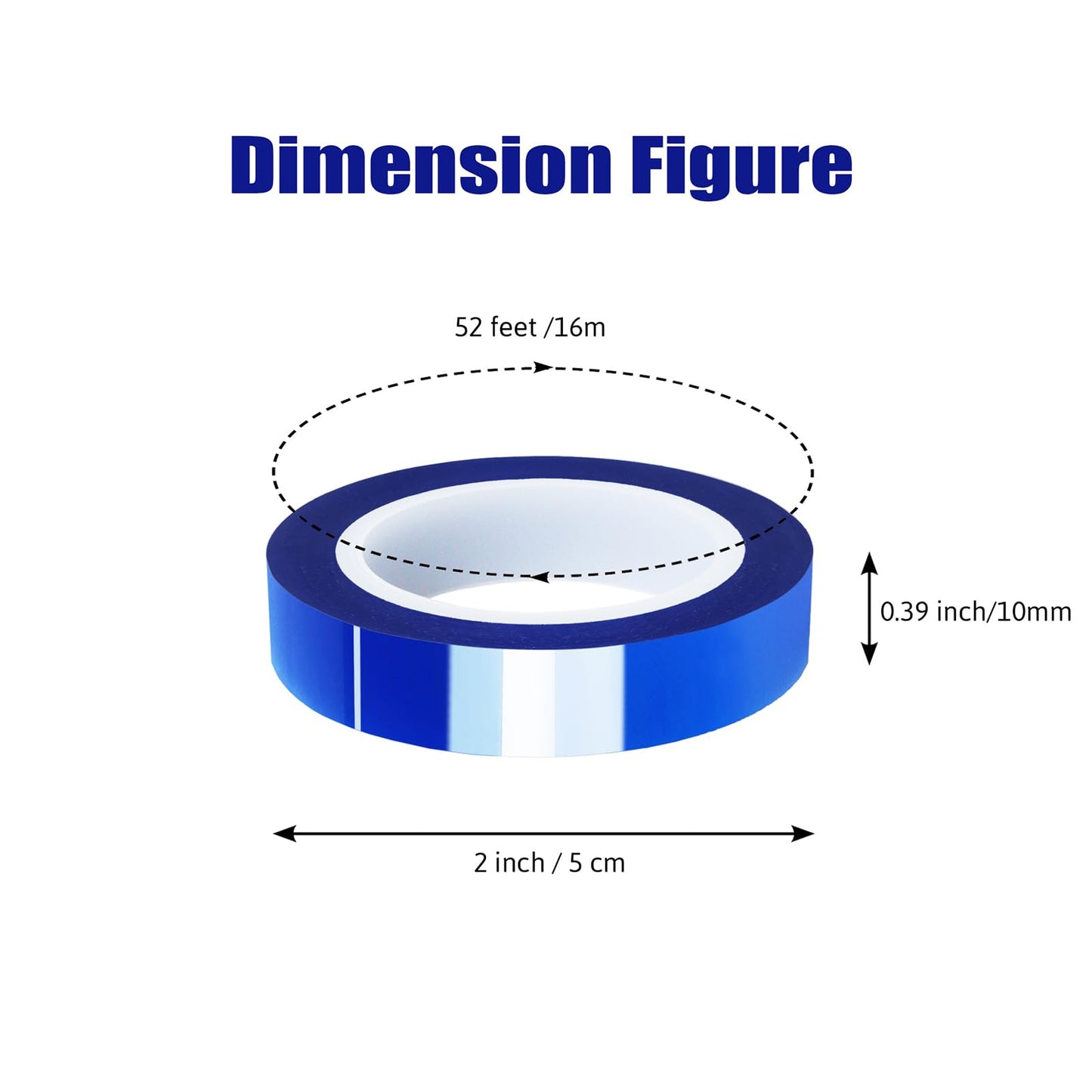 MEBMIK 12 Rolls 10mm x16m(52FT) Blue Heat Tape High Temperature Heat Resistant Tape Heat Transfer Tape for Heat Sublimation Press Vinyl,No Residue