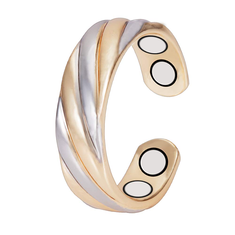 EnerMagiX Copper Rings for Women, Pure Copper Tricolor Gold Adjustable Magnetic Ring Jewelry (0949)