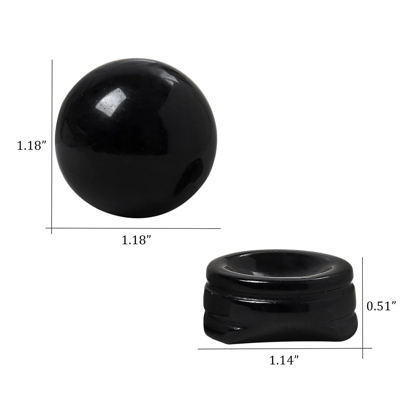 Casaper Natural Black Obsidian Ball with Stone Stand, Healing Crystal Sphere for Home Fengshui Yoga Meditation, Reiki Energy Balancing 1.18”(30mm)