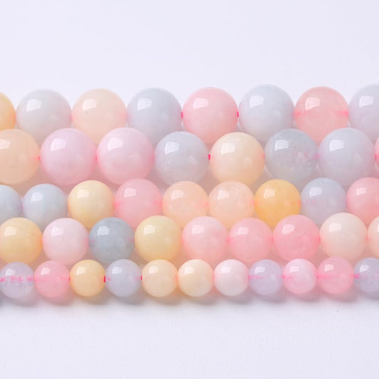 36pcs 10mm Natural Stone Morganite Beads Round Loose Beads for Jewelry Making DIY Bracelets Necklaces Crystal Energy Healing Stone Beads 15" (10mm, Morganite)