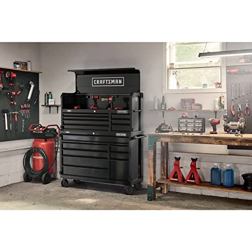 CRAFTSMAN S2000 52" Tool Chest, 10-Drawer Rolling Tool Storage Cabinet with Tray and Holder, Black (CMST352102BK)