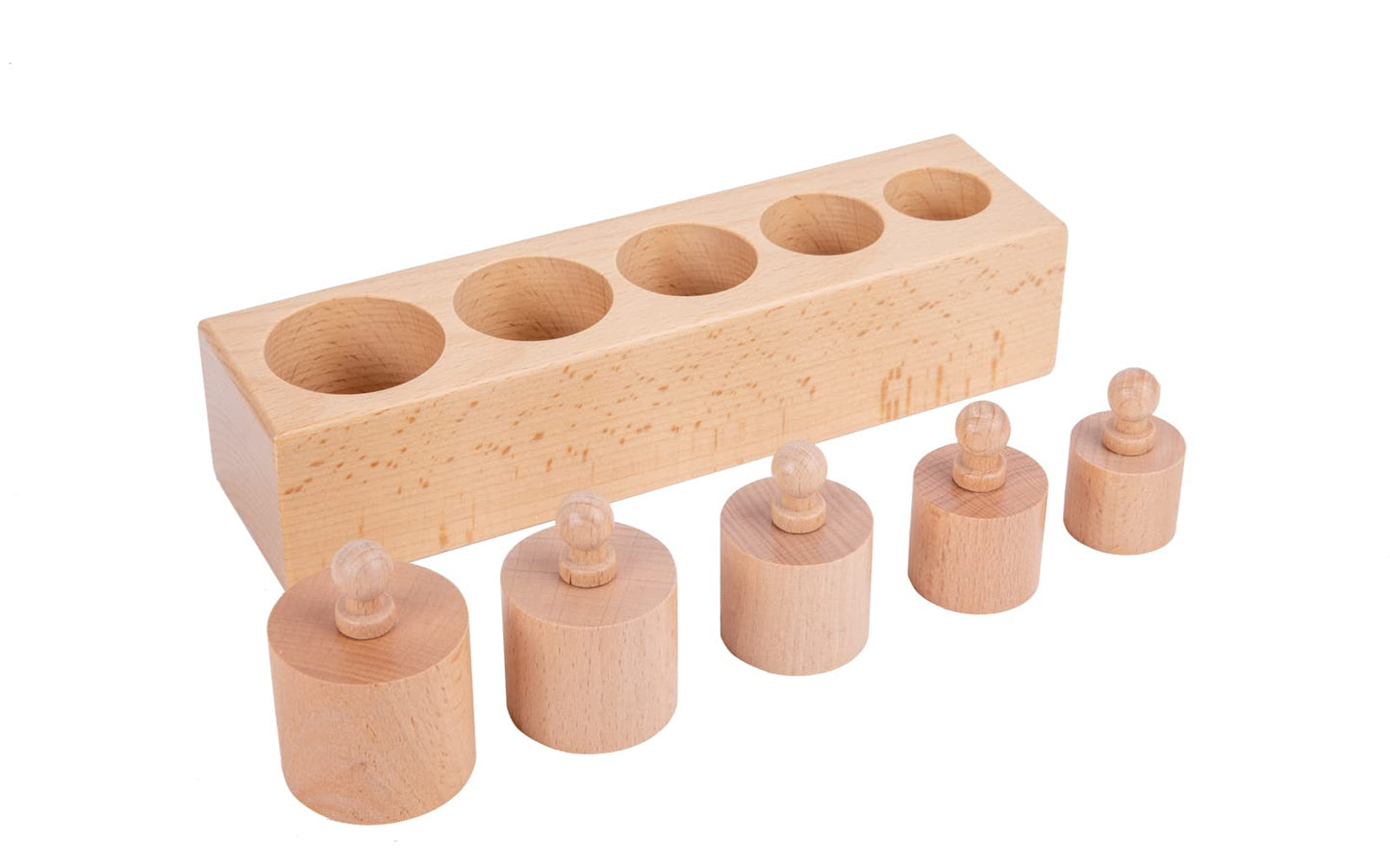 Montessori Toys for Babies 6-12 Months Wooden Knob Log Cylinder Blocks Development Sensory Toys for Toddlers Montessori Baby Games Educational Toys(4 Piece Set)