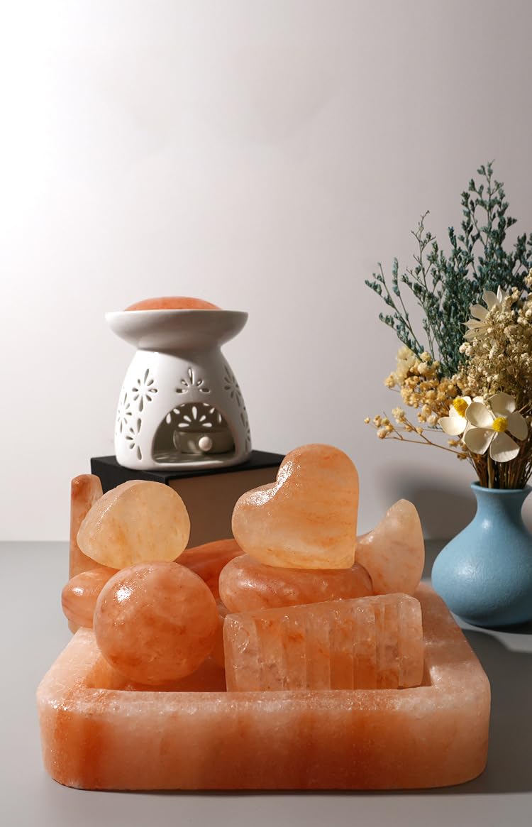 QYLHH 2 Pcs Himalayan Salte Stones Hot Massage Stones Set Warm Rocks Kit for Facial SPA Pink 3.14 x 2.36 in