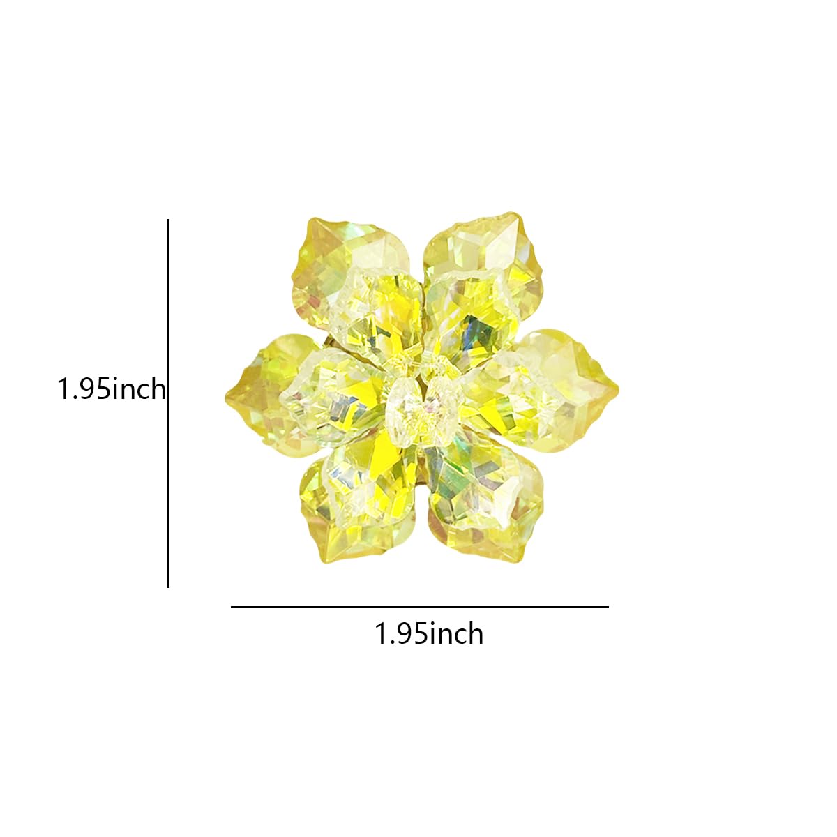 Rhinestone Sunflower Brooch Pin for Women Red Black Purple Large Flower Broochs Snowflake Brooch Marquise Wreath Brooches Jewelry (Yellow)