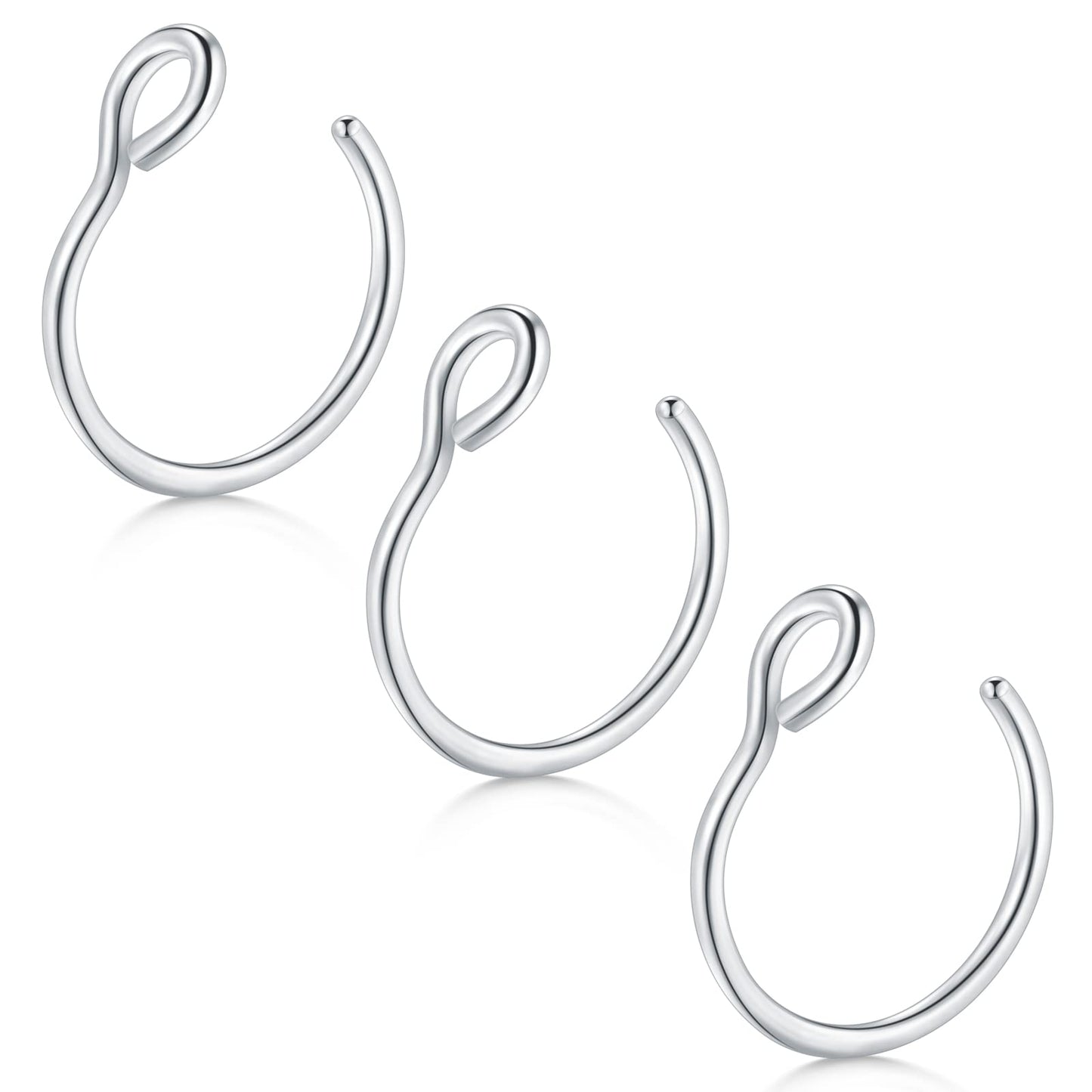 D.Bella Fake Nose Ring Hoop 20G Faux Nose Piercing Jewelry 8mm Non-Pierced Clip On Nose Hoop Rings for Faux Lip Ear Nose Ring