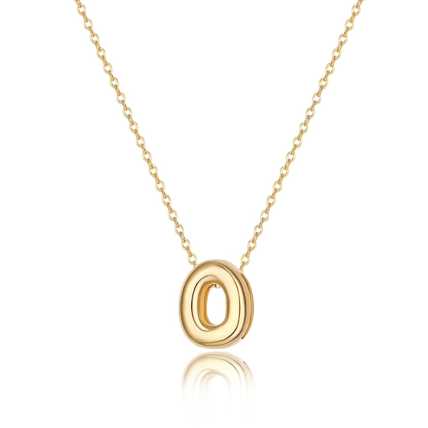 CUEZIY 14K Gold Plated Bubble Letter Necklace Initial Necklaces for Women Dainty Personalized Charm Pendant Name Necklace Cute Non Tarnish Fashion Accessories Teen Gift Trendy Stuff Jewelry Gifts
