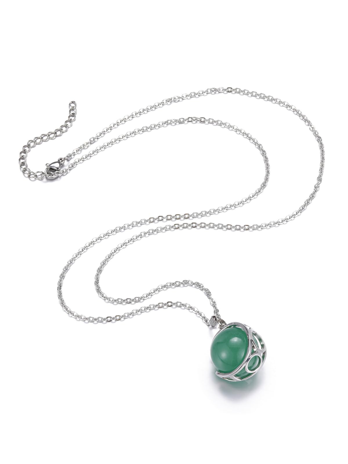 Top Plaza Green Aventurine Healing Crystal Stone Necklace Round Ball Rotating Natural Gemstone Pendant Necklace for Women Energy Jewelry Christmas Gifts