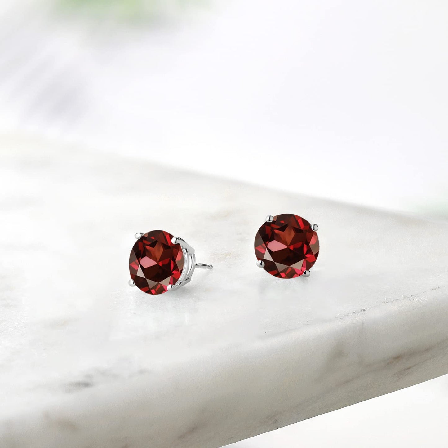 Gem Stone King 2-4 Cttw Round Gemstone Birthstone Stud Earrings For Women Men | 925 Sterling Silver | Round 7MM | Fine Jewelry Gifts for Women Her Mom Wife Men | Red Zirconia