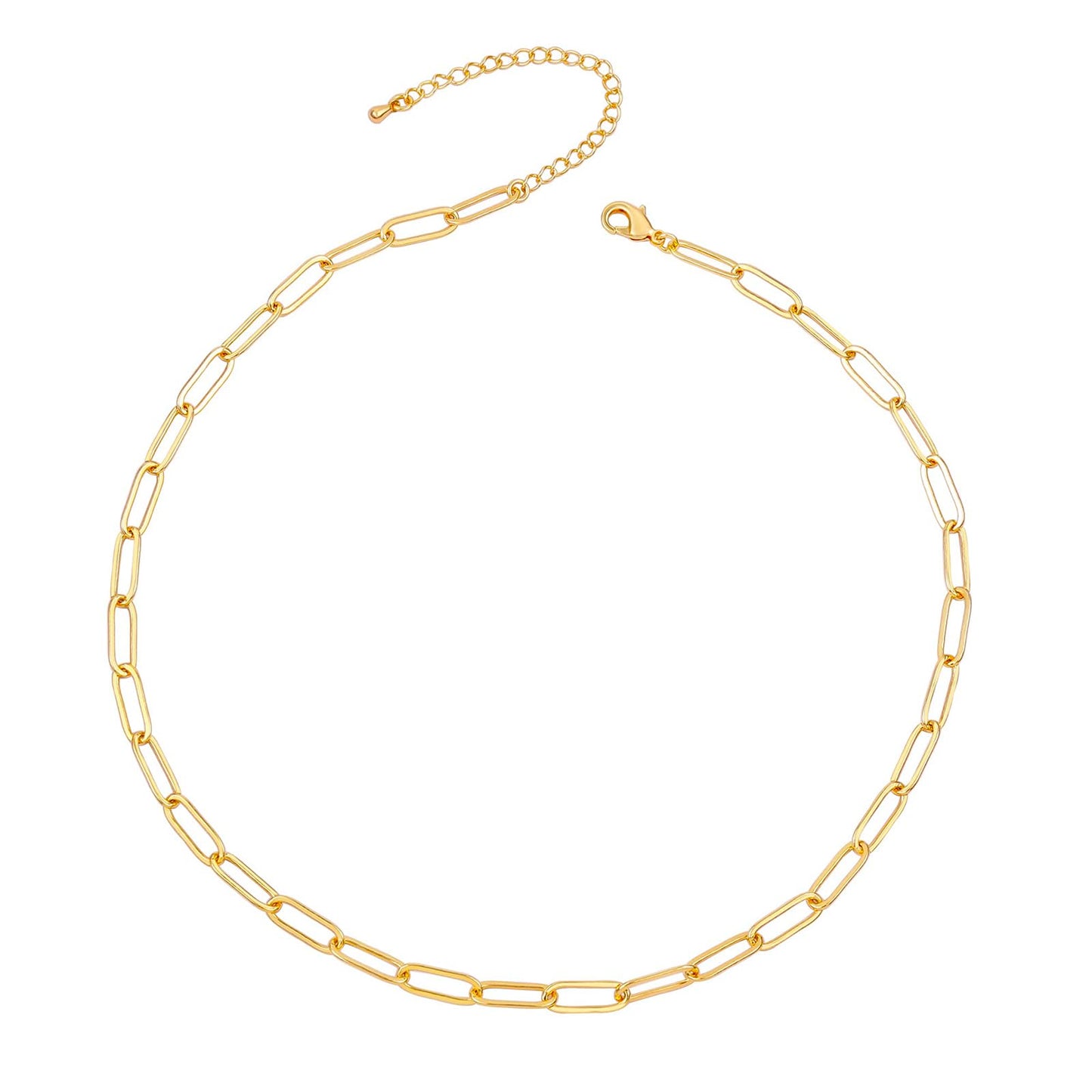 MAIKERDER Chunky Paperclip Necklace for Women, Paper Clip Necklaces, 14K Gold Plated Chunky Paper Clip Link Chain Necklace for Women Non Tarnish Hypoallergenic 16 Inches