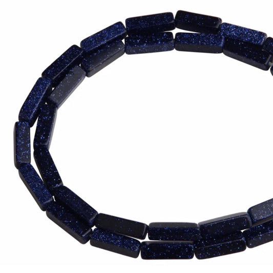 4x13mm Natural Stone BlueSand Rectangular Column Tube Cylinder Spacer Loose Beads Gemstone for DIY Bracelets Necklace Jewelry Making Strand 15 Inch (28-30pcs)
