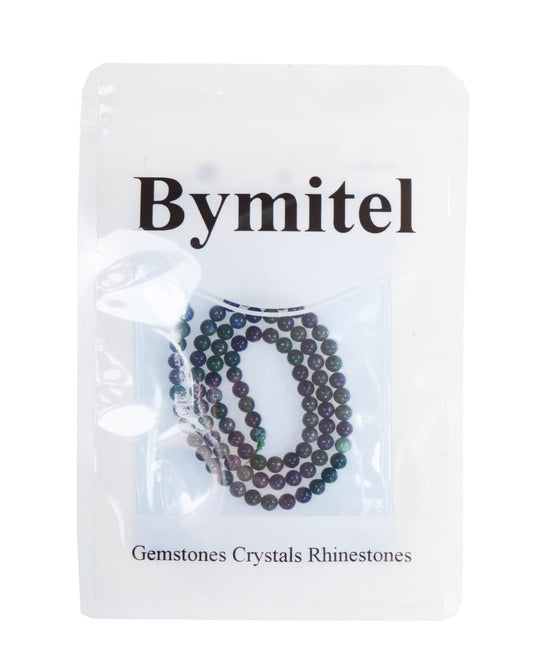 Bymitel 90 pcs Genuine Real Round Loose Stone Beads Gemstone Spacers for Charm DIY Jewelry Making 15.5" per Strand 4mm (Lapis Lazuli Chrysocolla, 4mm)