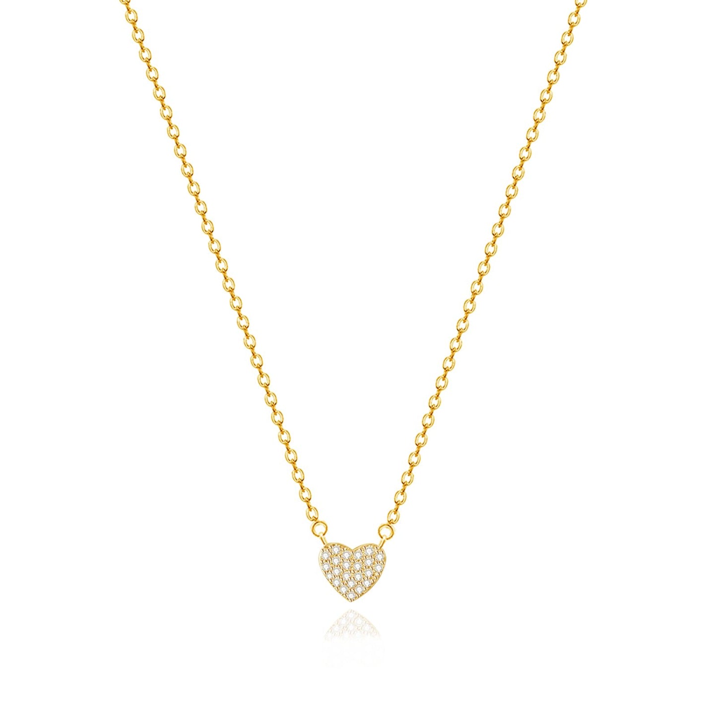 Zeffy Dainty Tiny CZ Heart Necklace 14k Gold Plated Diamond Heart Pendant Necklace Simple Cute Cubic Zirconia Choker Necklaces for Women Trendy Jewelry Christmas Birthday Gift