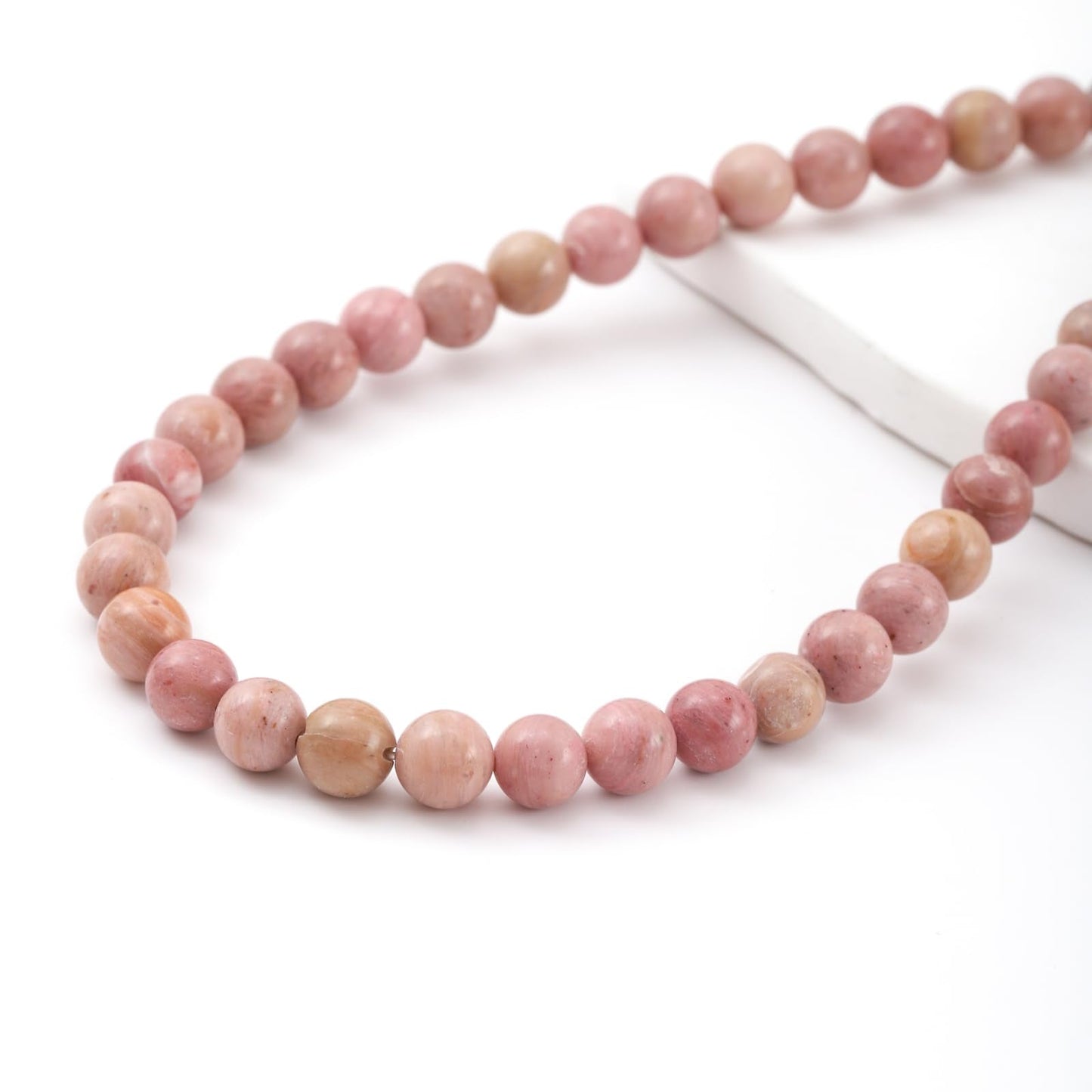 8mm 45pcs DIY Natural Rhodochrosite Stone Beads Round Healing Crystal Gemstone Loose Beads for Jewelry Making Handmade Bracelet Necklace