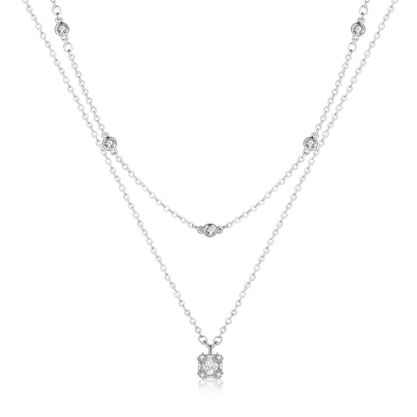 ACECHA Diamond Necklaces for Women, Dainty 18K Gold Plated Necklaces CZ Layered Choker Pendant with Pearl Diamond Zircon Cross, Trendy Minimalist Necklace Jewelry Gifts for Women