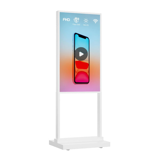Canlarriz 43 inch Digital Signage Kiosk 700 nits 4K UHD Ultra-Bright Advertising Screen Floor Standing Digital Poster for Retail Display and Trade Show Display Free Web Content Editor Android USB/HDMI