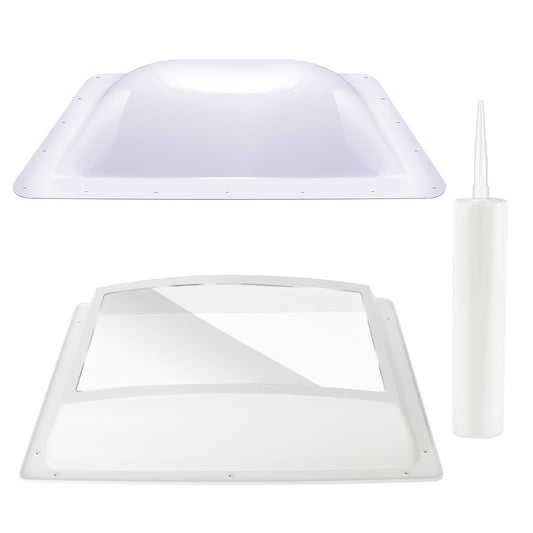 RV Skylight Replacement Bundle,18" x 26" RV Shower Skylight Cover Outer Dome Fit 14" x 22" Openings for Camper Motorhome Bathroom,Inner Dome with Window 14" x 22"+Polyurethane Adhesive Sealant,White