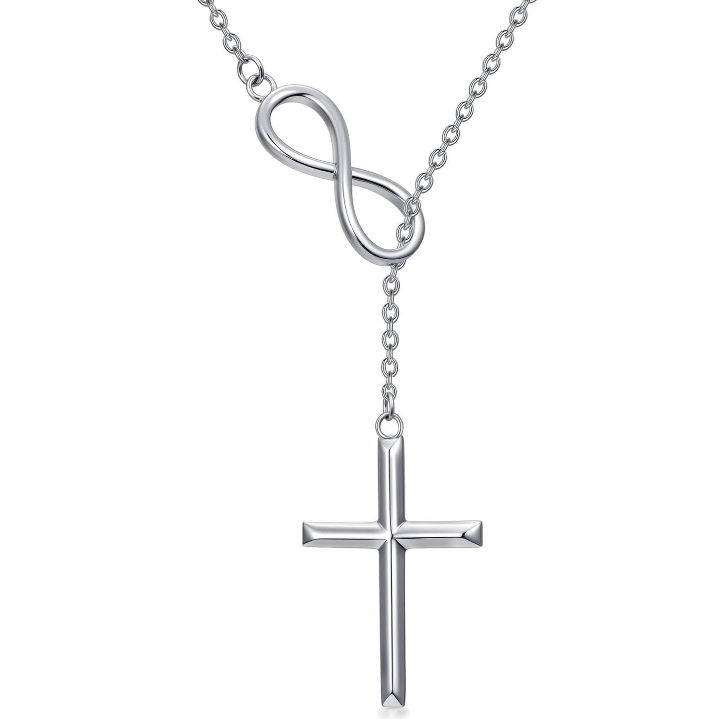 YYB Y Necklace Infinity Cross Pendant Lariat Necklace for Women Drop Necklaces Christian Jewelry Birthday Anniversary Mothers Day Gifts for Mom Sister Girlfriend