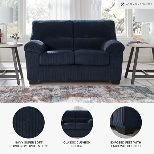 Signature Design by Ashley SimpleJoy Contemporary Loveseat for Living Room, Blue