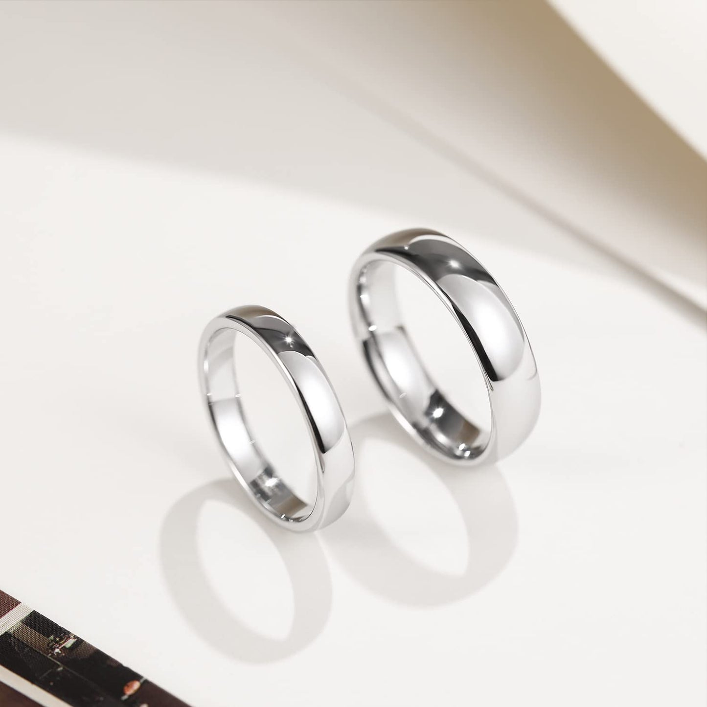 Greenpod 4mm Tungsten Rings for Women High Polished Plain Dome Silver Classic Wedding Band Comfort Fit Size 6.5