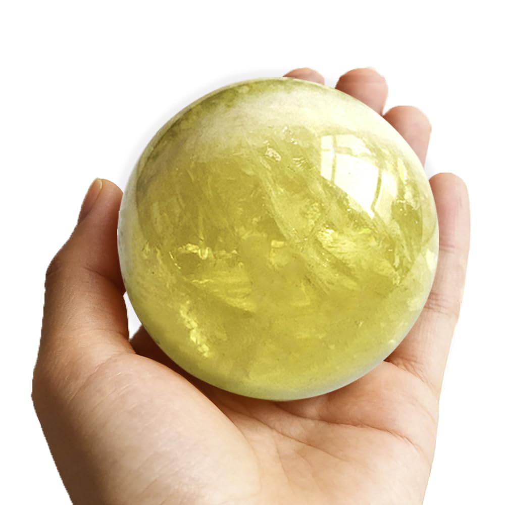 AierCrystal 6-7cm/2.36-2.75inch Citrine Ball Polished Natural Yellow Crystal Sphere Decorative Sphere Healing Crystals Ball Healing Stone Crafts Home Decor Ornament Gifts (Citrine 60-70mm)