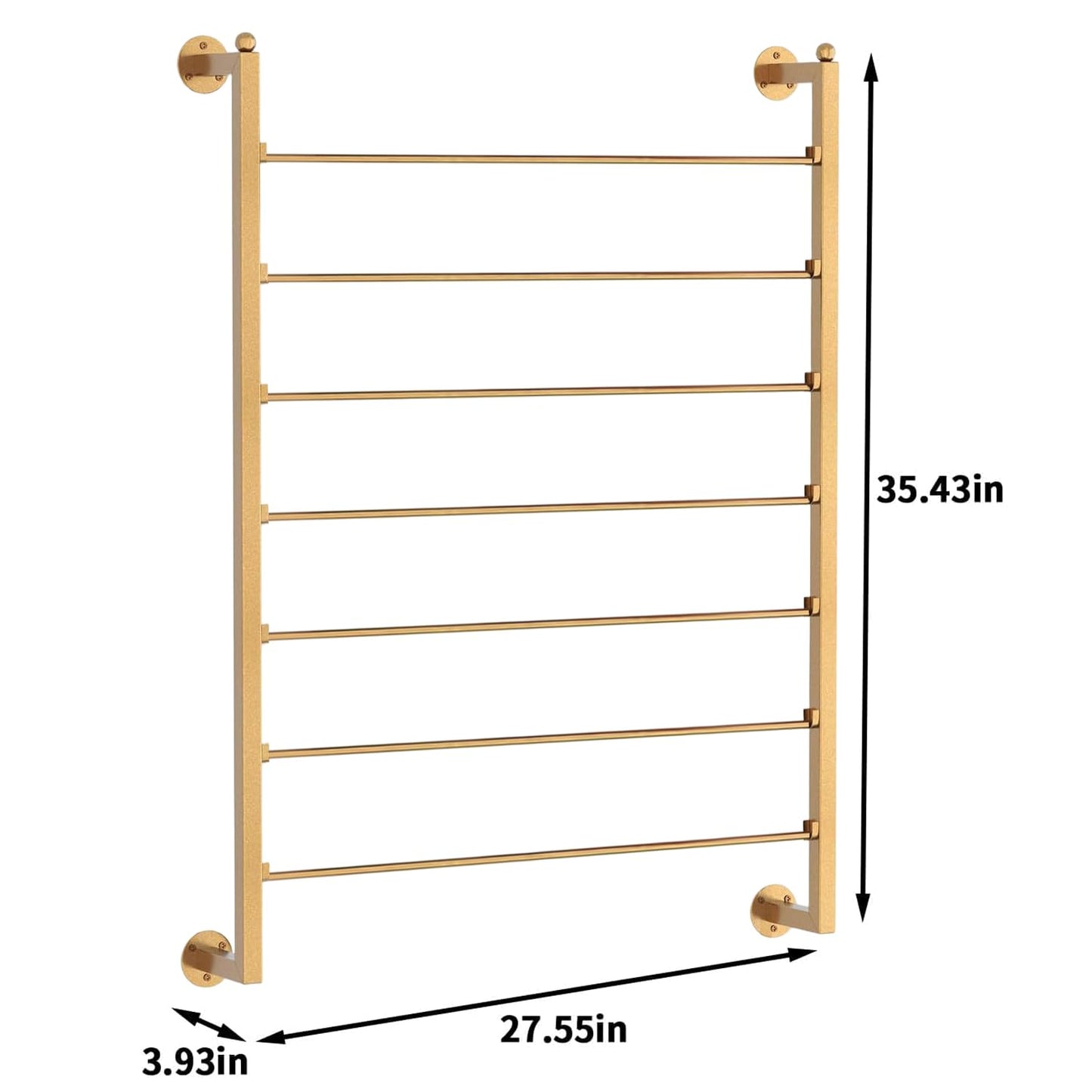 Ribbon Organizer, 7 Tier Wall Mounted Metal Holder ,Holiday/Birthday Gift Wrapping Organizer Storage Ribbon Storage Rack for Craft Cake Shop Flower Store,Tie Scarf Rack Belt Towel Holder(Gold)