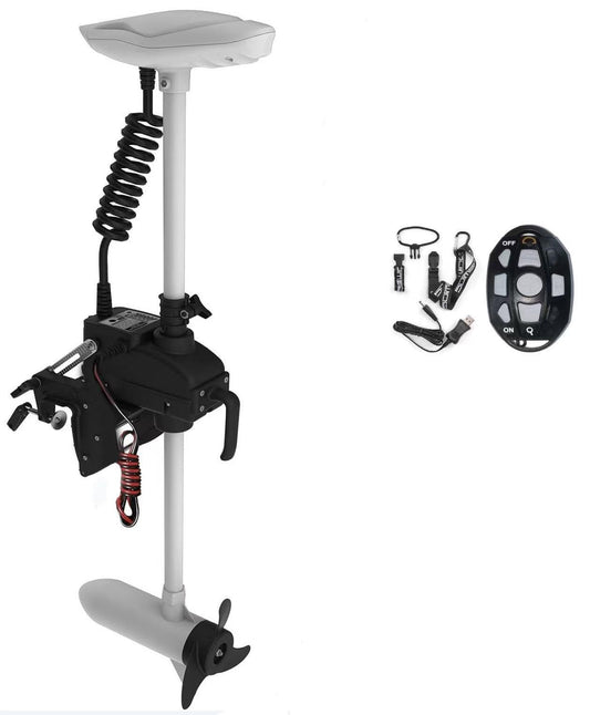 Zichen Haswing CaymanT Transom-Mount Trolling Motor with Wireless Remote - 55LBS Thrust, 26in. Shaft for Kayak Fishing Boat in Freshwater & Saltwater