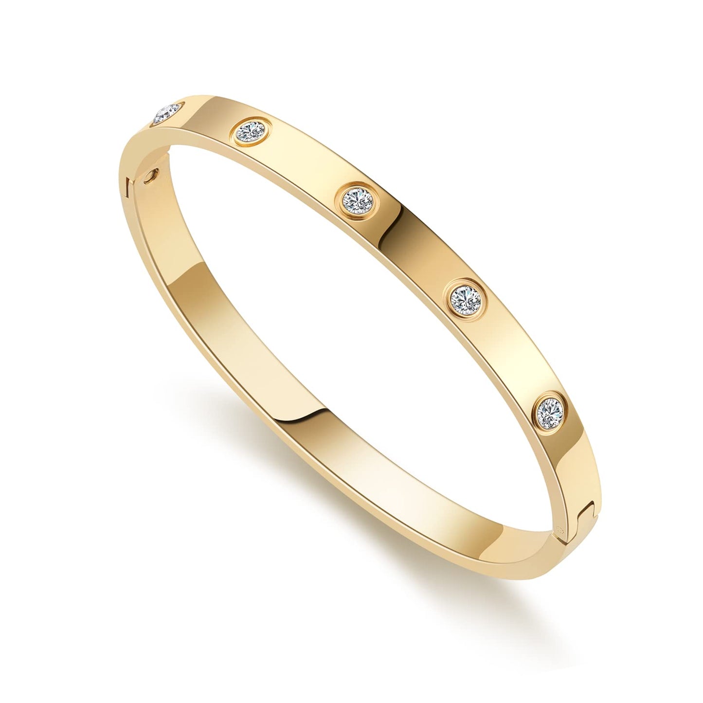 RIMRIVA 18K Gold-plated Bracelets for Women Stack Love Bangle Bracelets Trendy Stainless Steel Friendship Anniversary Wedding Jewelry Stocking Stuffers Christmas Birthday Gifts Women Wife Mom