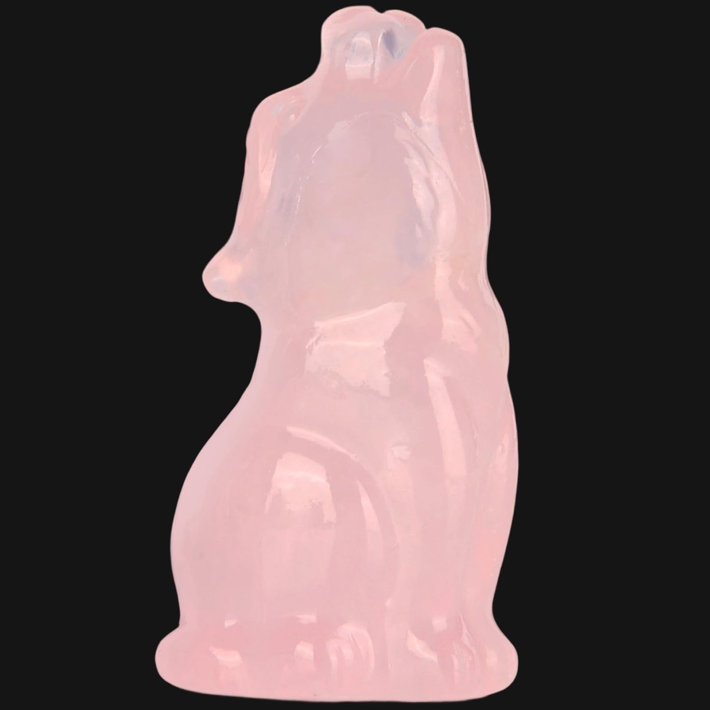 QLRSUXN Rose Quartz Howling Wolf Crystal Figurines, 2.2 Inch Wolf Totem Spirit Animal Statue Decor for Home Office Desk Altar, Hand Carved Natural Healing Crystal Sculpture Gifts for Women Men