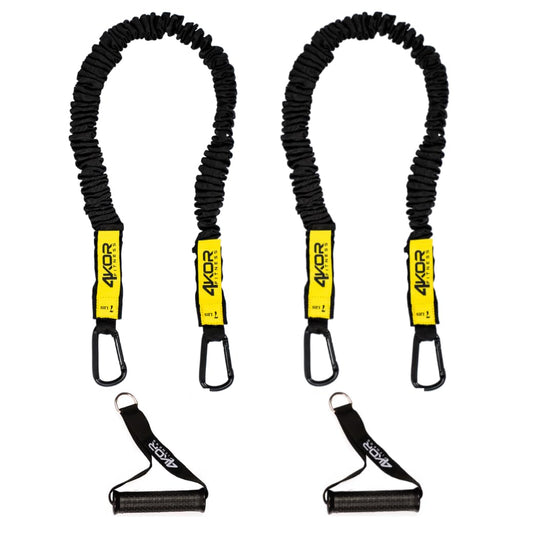 Resistance Cords - Shoulder and Core Resistance Bands - Perfect for Dynamic Warmups and Rehab - Deluxe Pair of 2 Black 7lbs Cords and 2 Universal Handles - 4KOR Fitness
