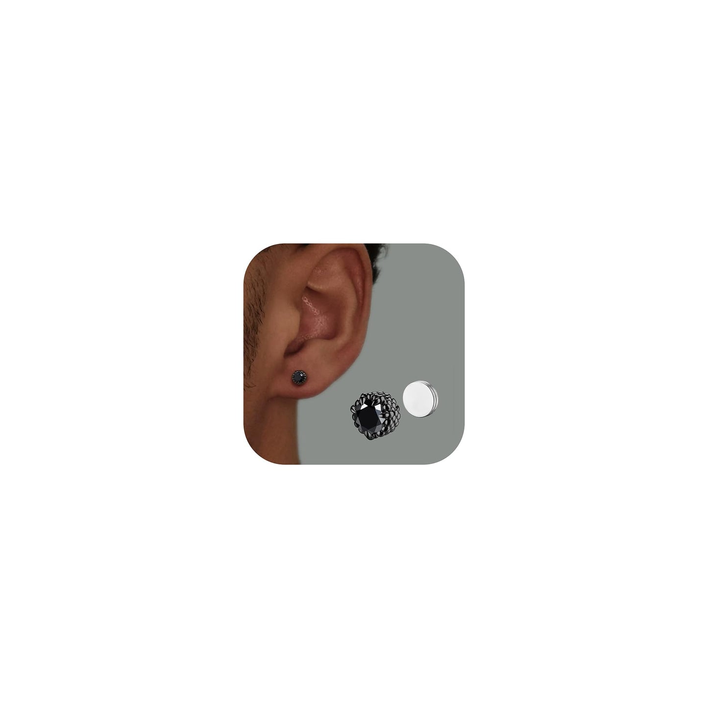 GEMQUEEN Magnetic Earrings for Men Women - 5A Shiny CZ Dragon Claw Punk Hypoallergenic Stainless Steel Non Piercing Clip on Fake Earrings Studs Black 5MM Not Easy to Fall
