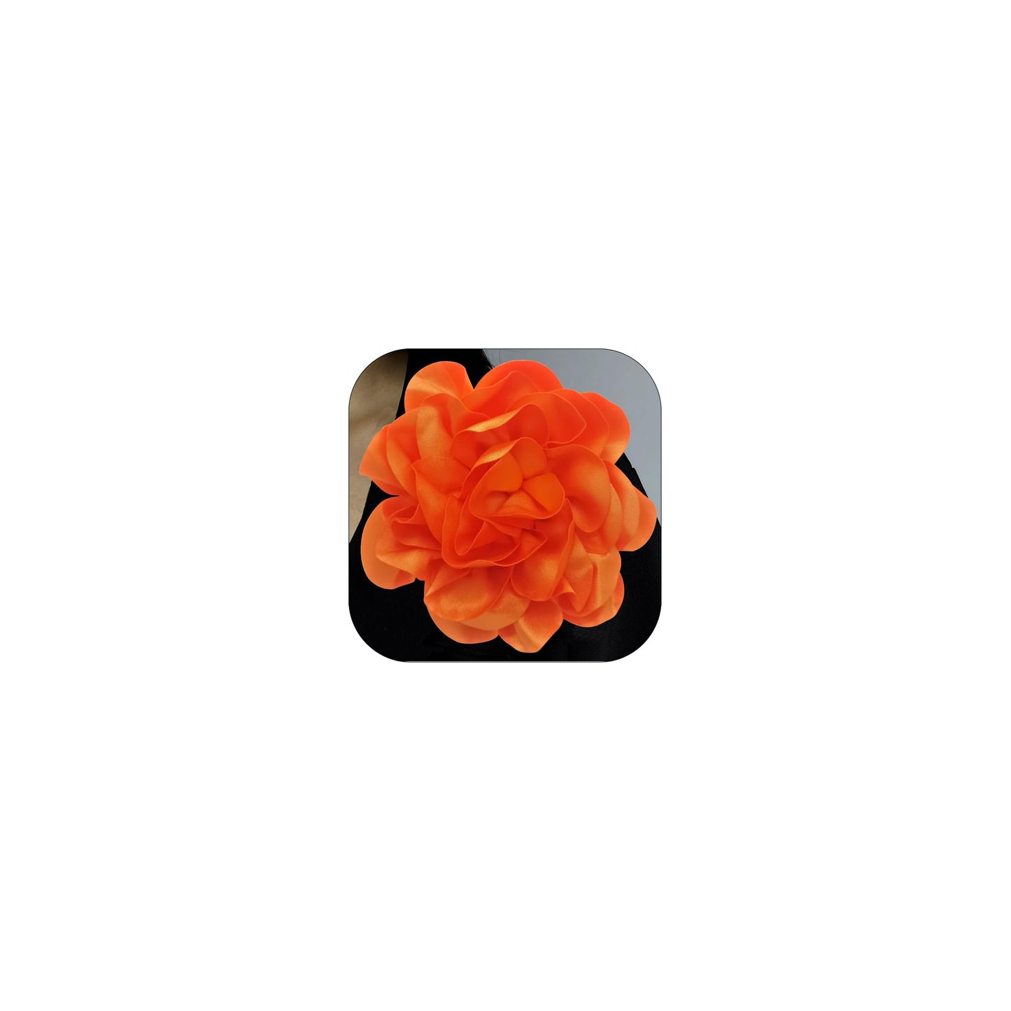 ZZ ZINFANDEL 19mm Extra Large Rose Flower Brooches Lapel Pins Dainty Satin Fabric Brooches Big Camellia Flower Brooch Pin for Women Wedding Part Dance Clothes Accessories Jewelry Gifts (Orange)