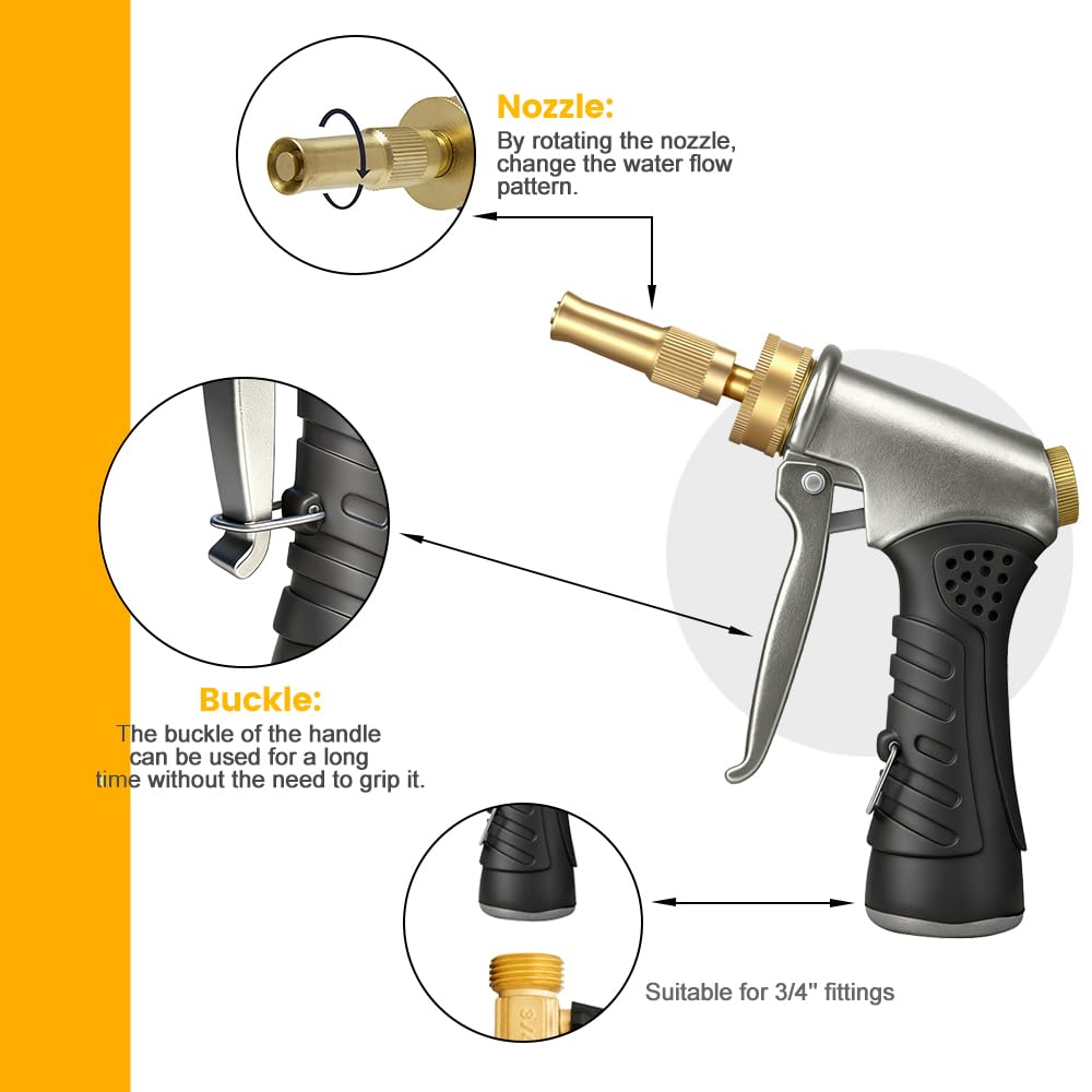 High-Pressure Hose Nozzle Gun with 100cc Soap Dispenser, Metal Car Wash Sprayer for Car Cleaning, Solar Panel/Wall/Window Washing & Garden Watering (Foam Gun A)