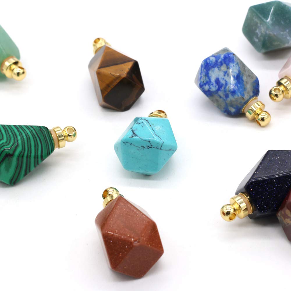 Zotoone Natural Stone Perfume Bottle Pendants Charms Essential Oil Bottle Stone Essential Oil Diffuser Necklace for Women Necklace Jewelry Gift（Random 3 Pieces）