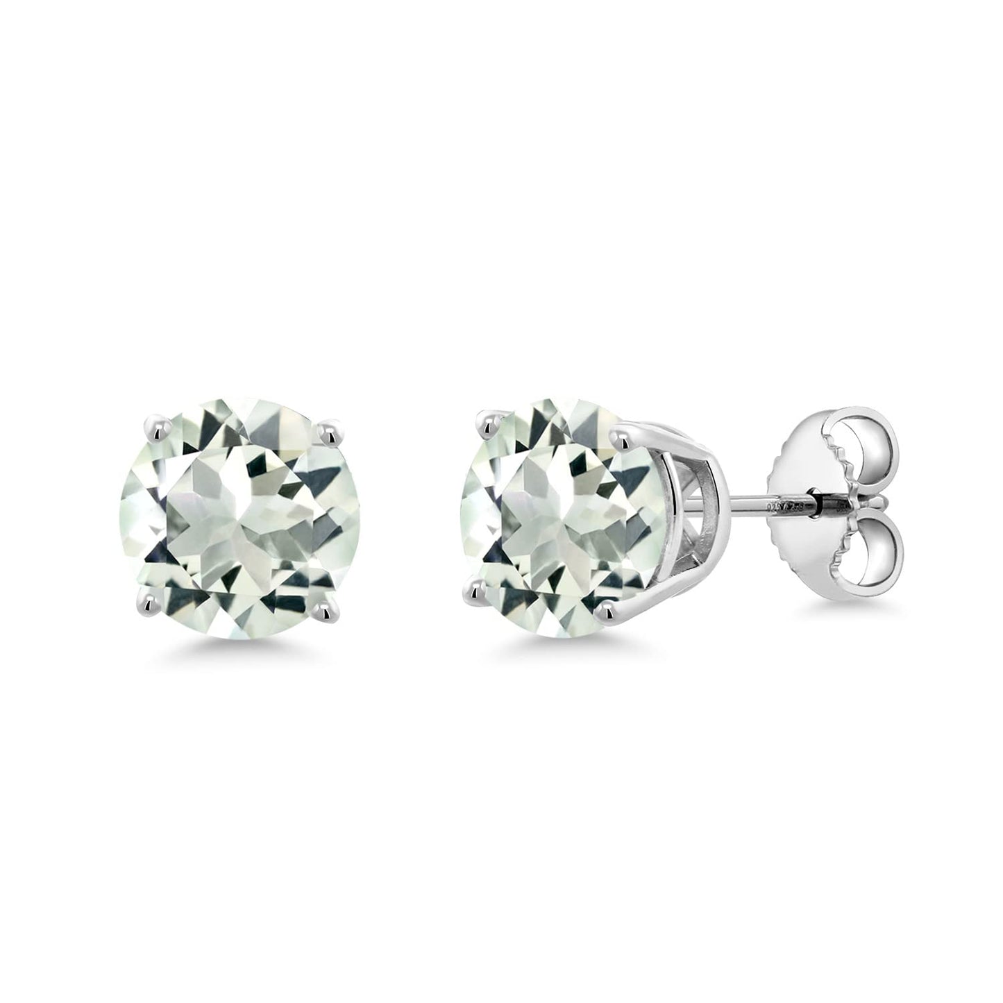 Gem Stone King 2-4 Cttw Round Gemstone Birthstone Stud Earrings For Women Men | 925 Sterling Silver | Round 7MM | Fine Jewelry Gifts for Women Her Mom Wife Men | Prasiolite